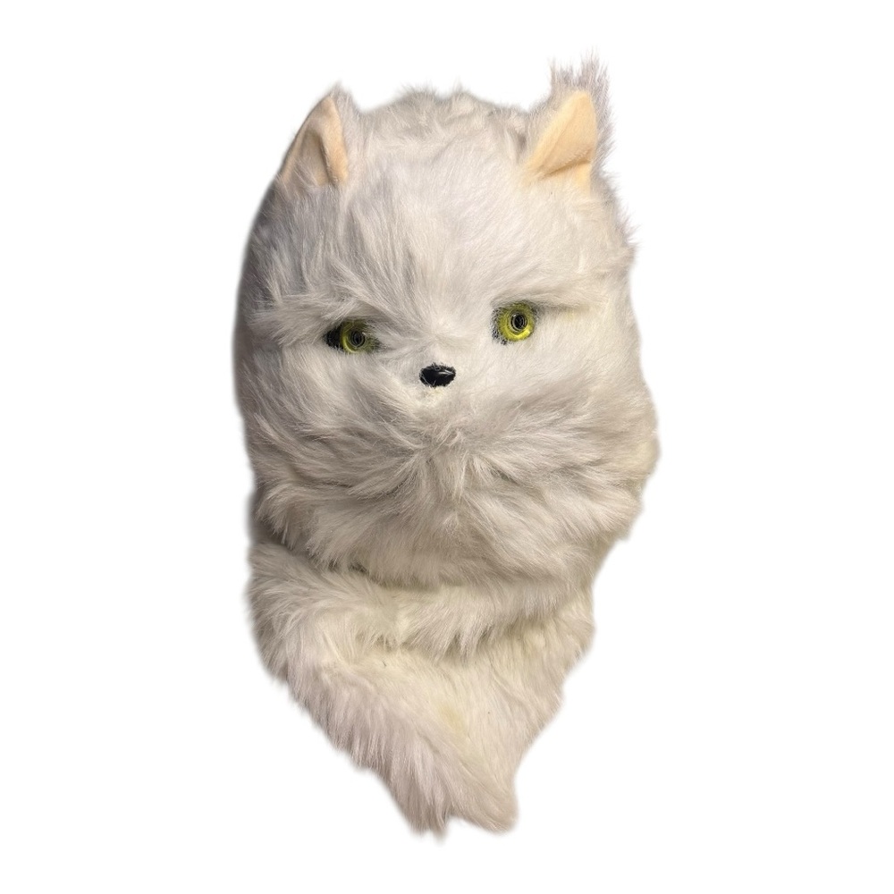 Halloween White Cat Mask Green Eyes Mouth Opening Breathable